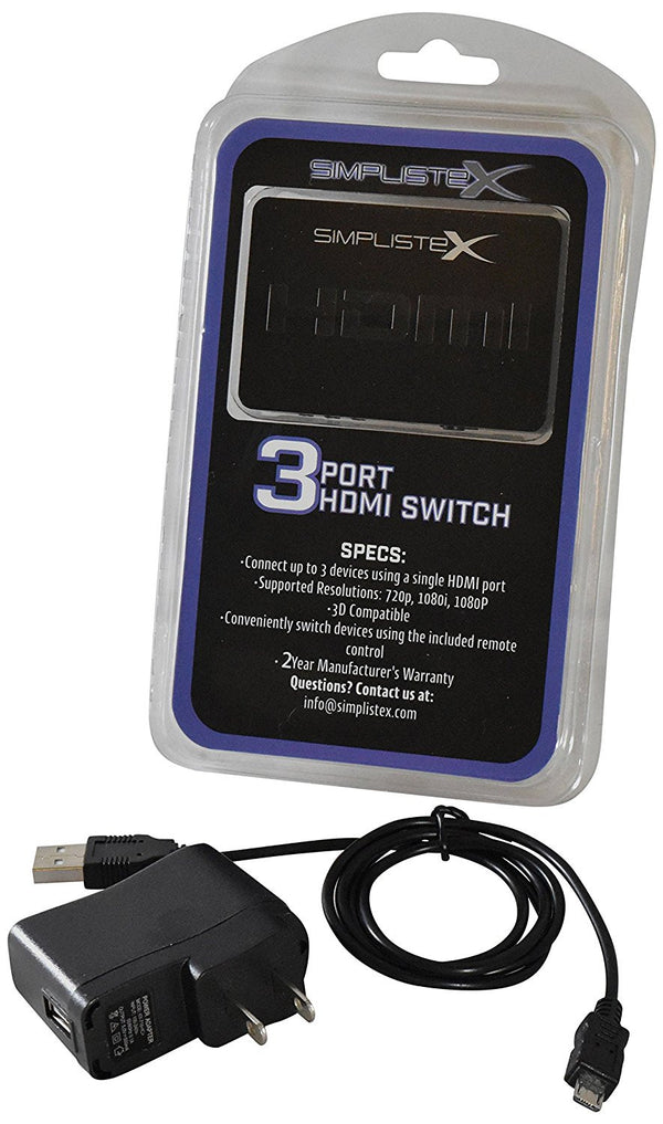 3x1 HDMI Port Switcher W/ IR Remote Control