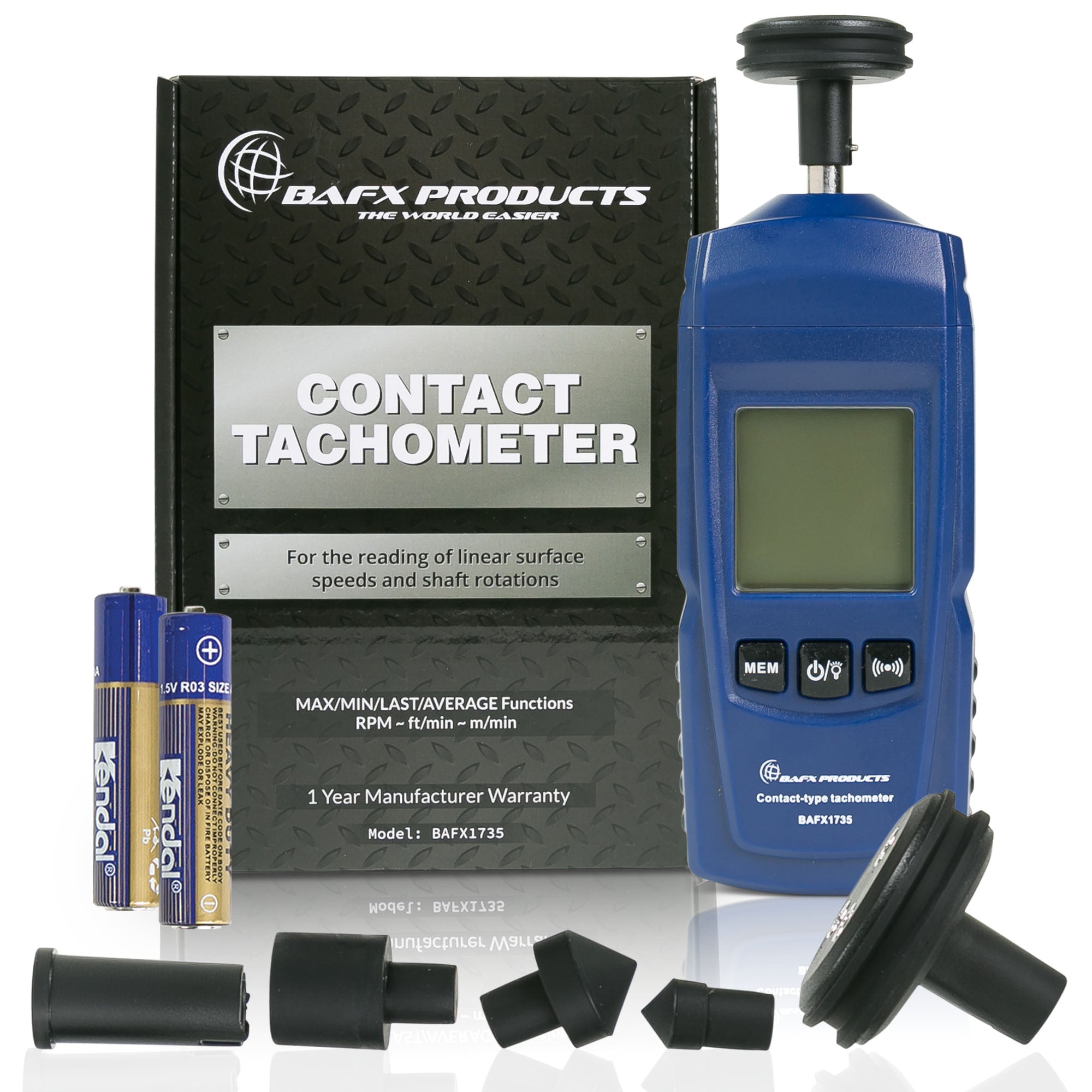 Contact Tachometer for Linear and Rotational RPM Readings
